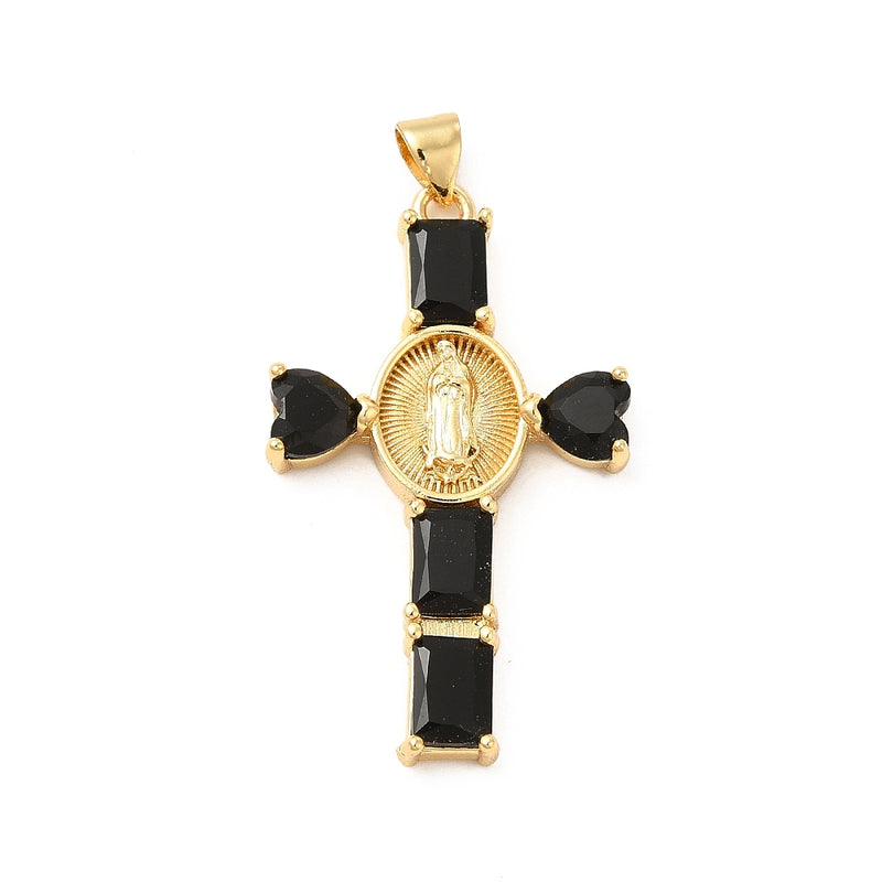 Cruz, Virgen, Brass, Enchapado 18k, Charm y Pendant