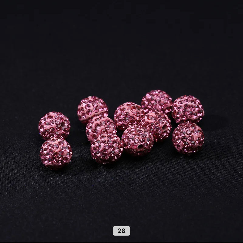 Rhinestone Clay Beads, 8mm