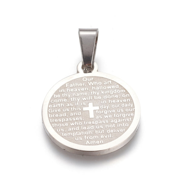 Padre Nuestro en Inglés, Stainless Steel, Pendant