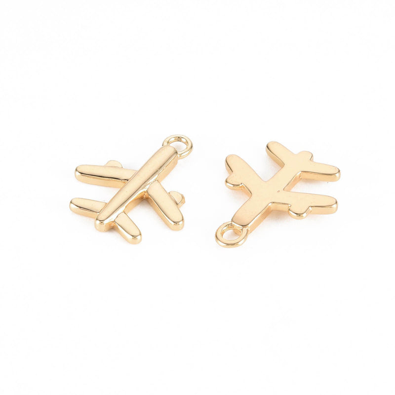 Avión, Brass, Enchapado 18k, Charm y Pendant