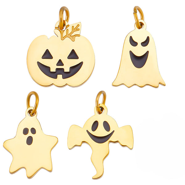 Fantasma, Calabaza, Halloween, Stainless Steel, Enchapado 14k, Charm/Pendant