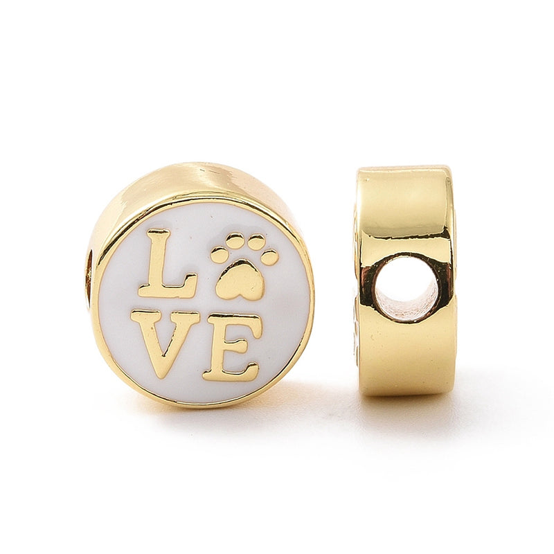 Love, Huella, Perro, Brass, Enchapado 18k, Beads