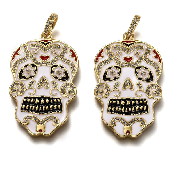 Calavera, Brass, Enchapado 18k, Charm y Pendants