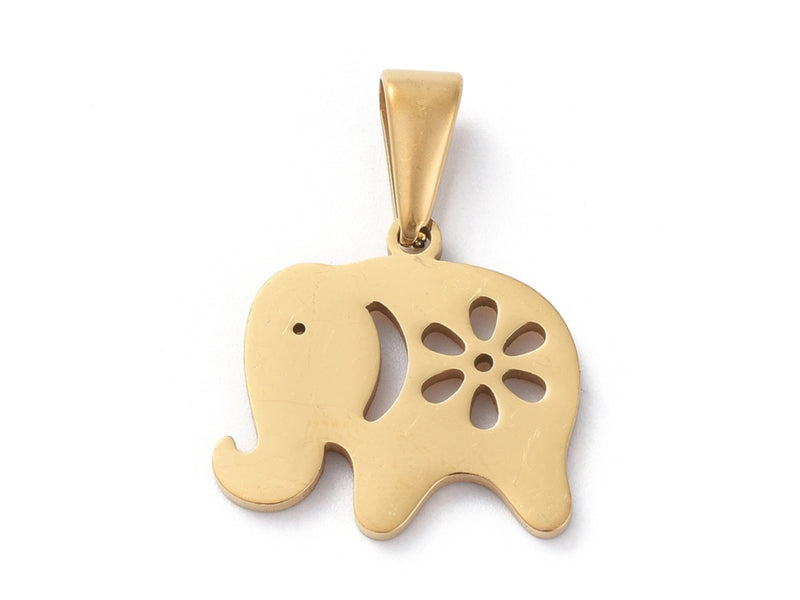 Elefante, Flor, Stainless Steel, Charm y Pendant