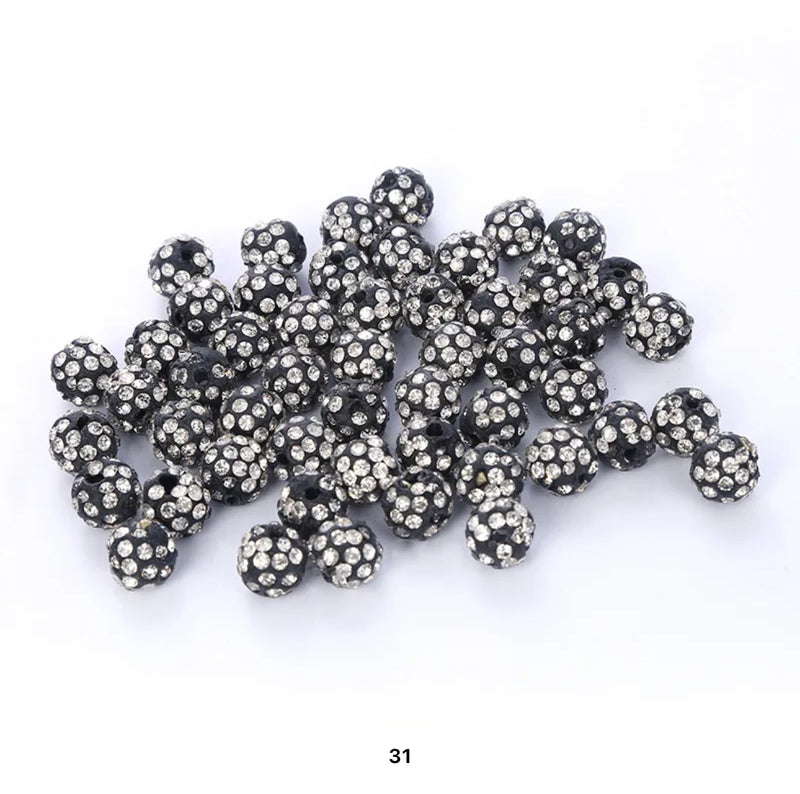 Rhinestone Clay Beads, 8mm