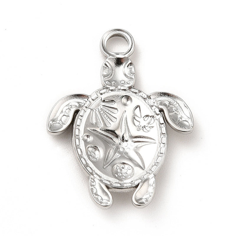 Tortuga, Stainless Steel, Charm y Pendant