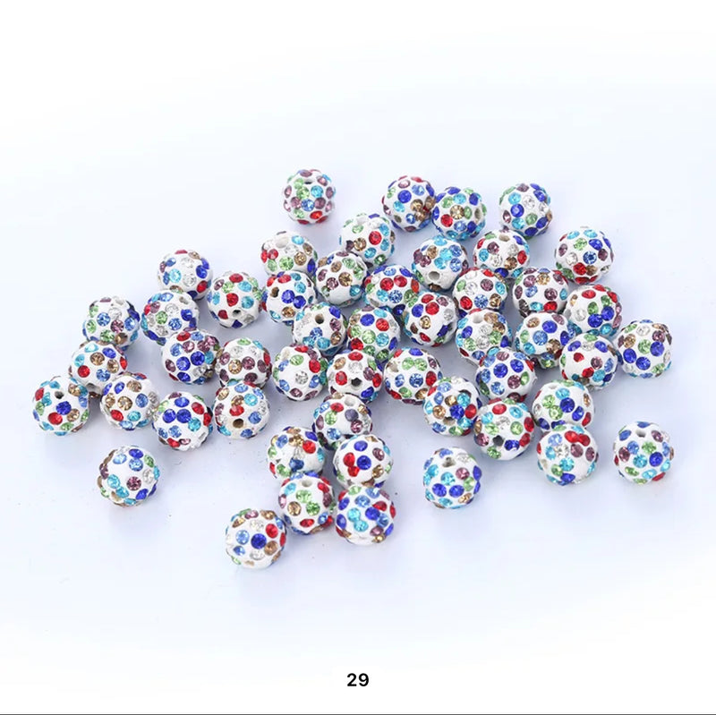 Rhinestone Clay Beads, 8mm