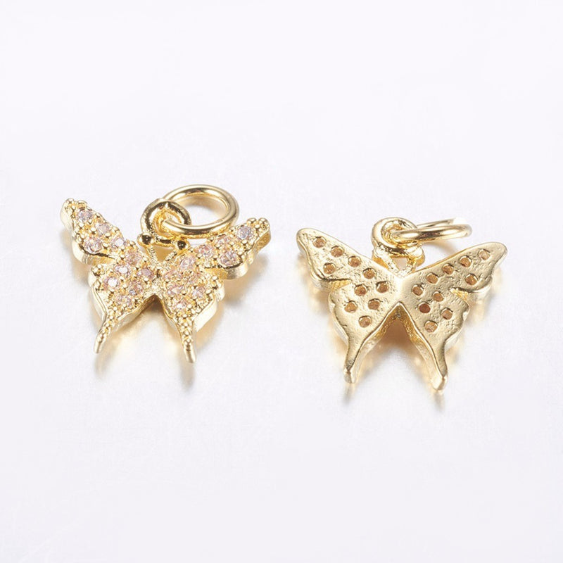 Mariposa, Brass, Enchapado 18k, Charm y Pendant