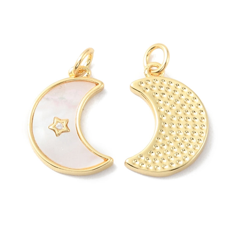 Luna, Brass, Enchapado 18k, Charm y Pendant