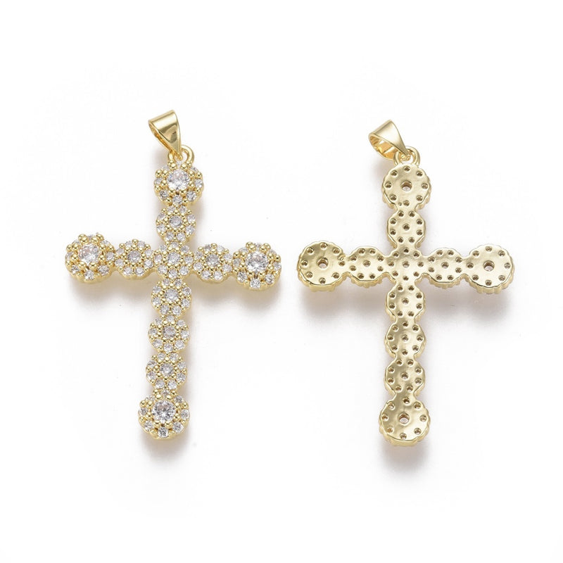 Cruz, Brass, Enchapado 18k, Charm y Pendant