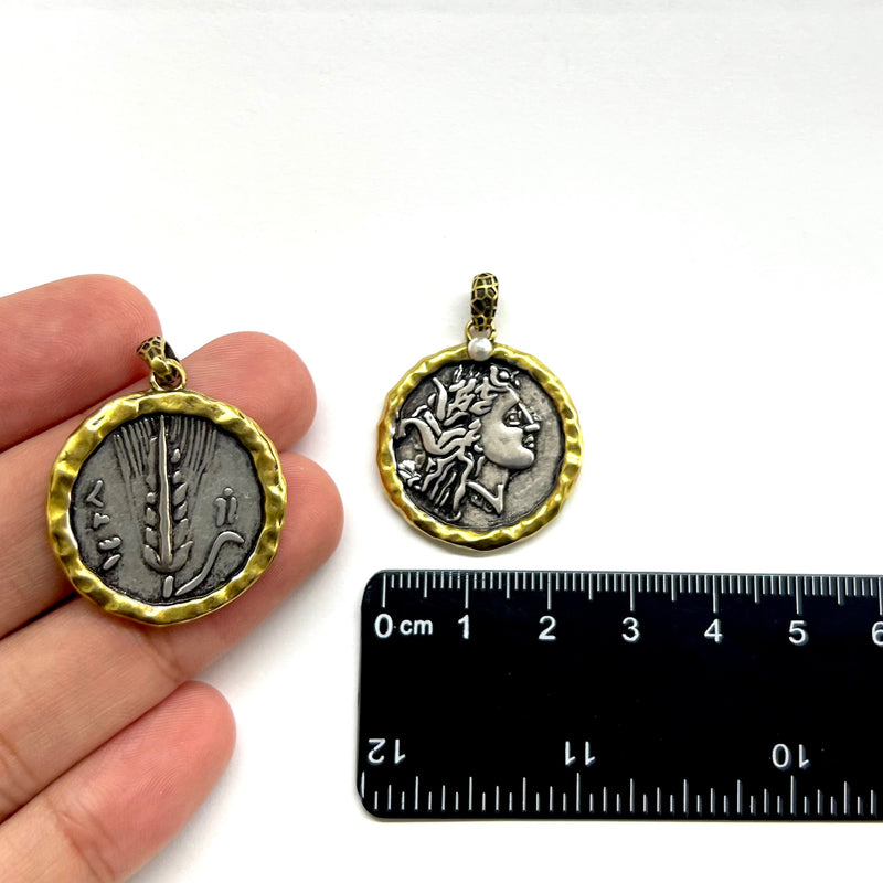 Moneda de Grecia, Antigua, Brass, Enchapado, Charm y Pendant