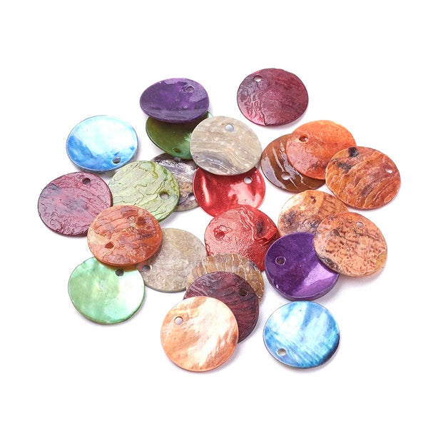 Lentejuela, Redondo, Concha Natural, Charm/Pendant