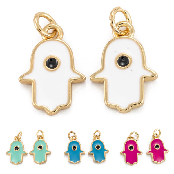 Mano de Hamsa, Fatima, Ojo, Brass, Enchapado 18k, Charm y Pendant