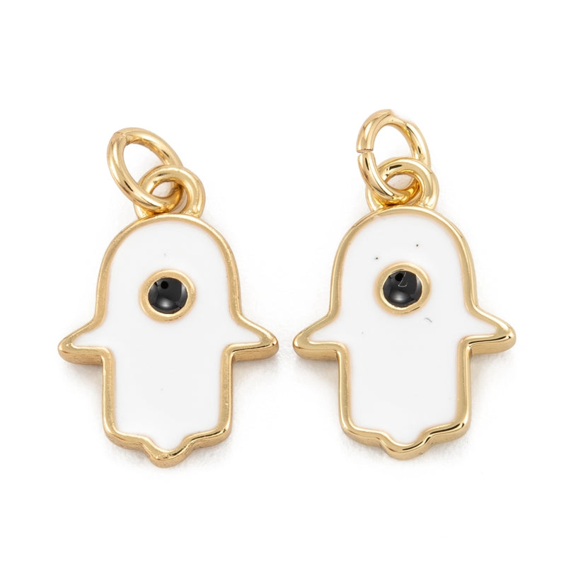 Mano de Hamsa, Fatima, Ojo, Brass, Enchapado 18k, Charm y Pendant