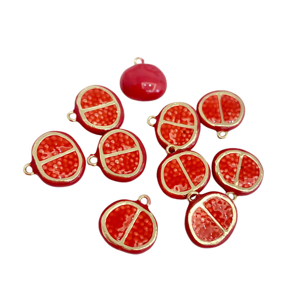 Pomegranate, Enchapado, Enamel, Charm