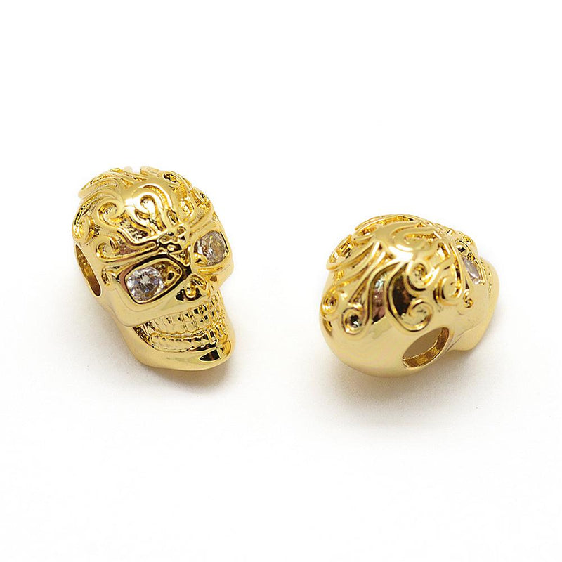 Calavera, Enchapado 18k, Rhinestone, Beads