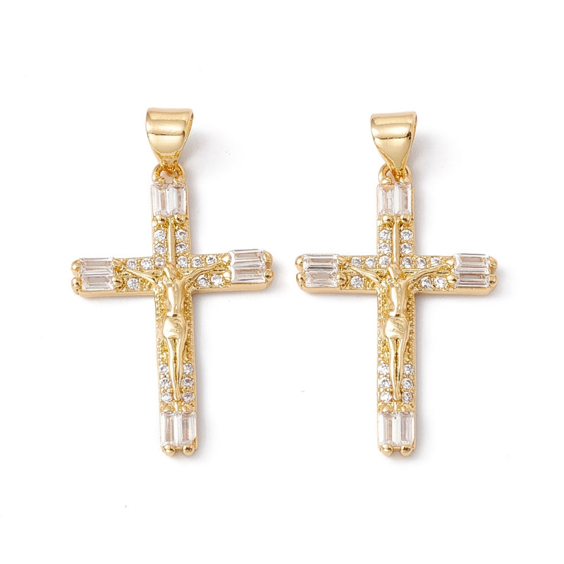 Cruz, Brass, Enchapado 18k, Charm y Pendant