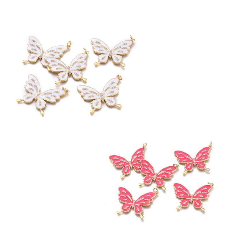 Mariposa, Brass, Enchapado 18k, Charm y Pendant