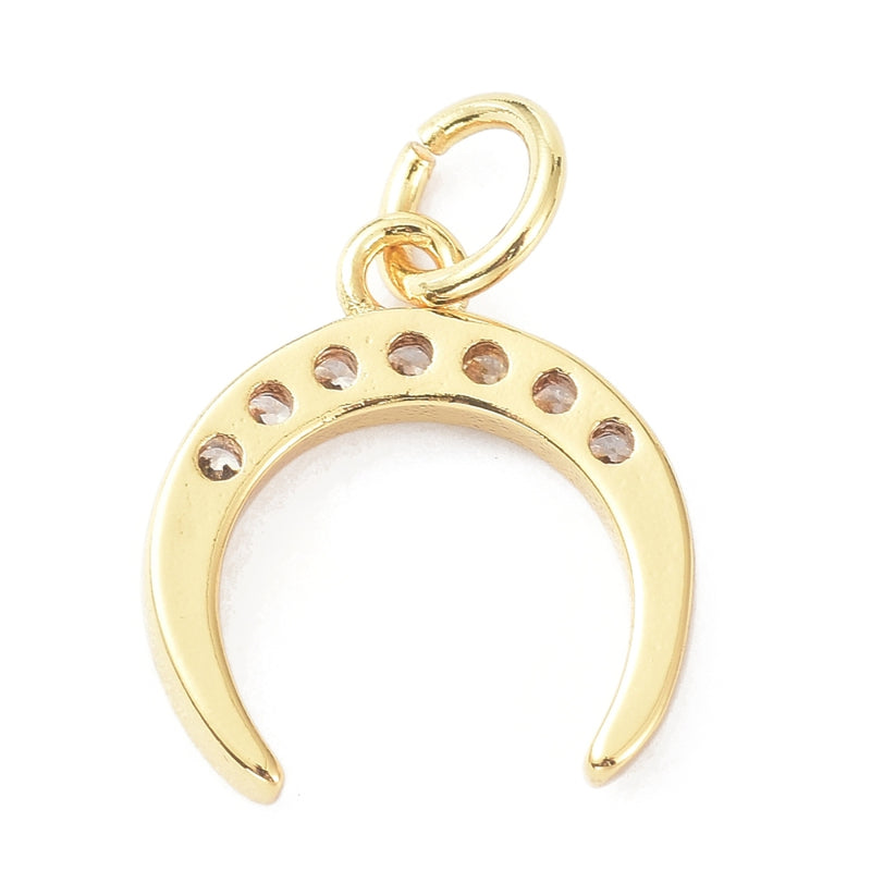 Cuerno, Luna, Brass, Enchapado 18k, Charm y Pendant