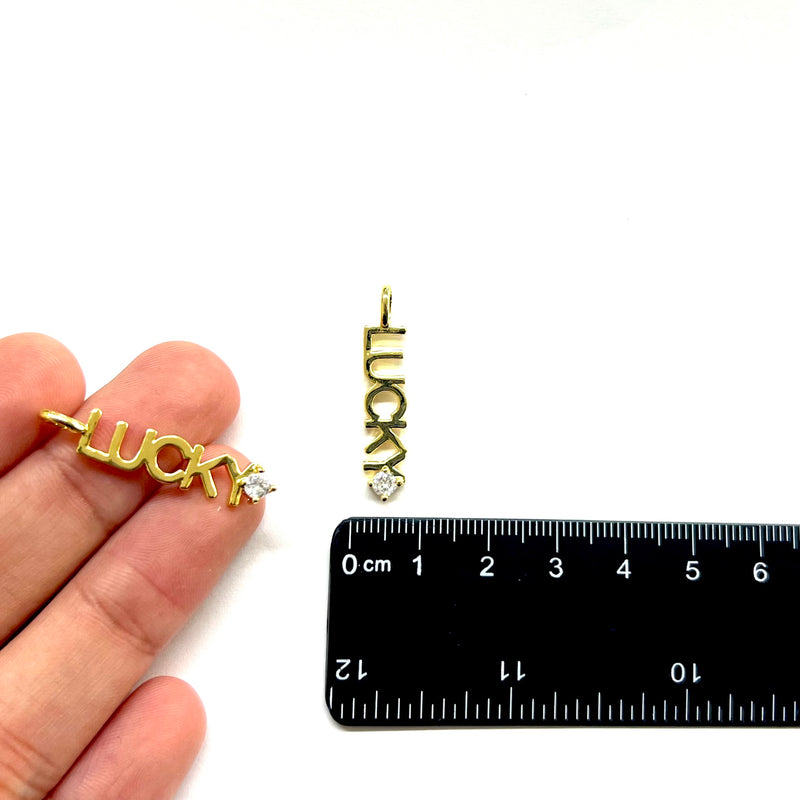 Lucky, Brass, Enchapado 18k, Charm y Pendant