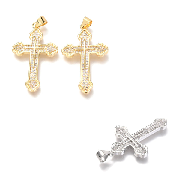 Cruz, Enchapado 18k, Rhinestone, Pendant