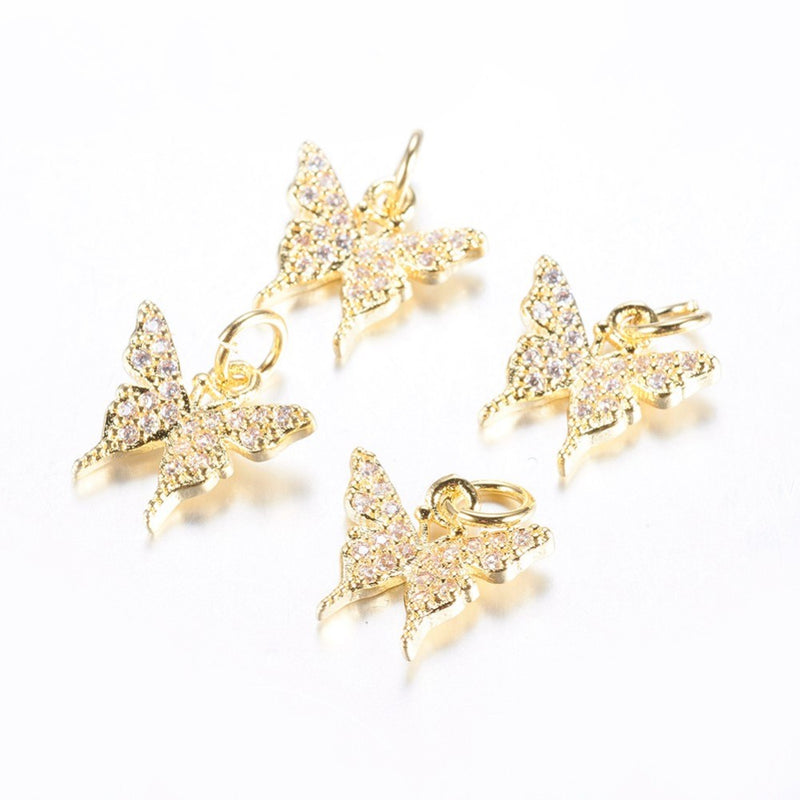 Mariposa, Brass, Enchapado 18k, Charm y Pendant