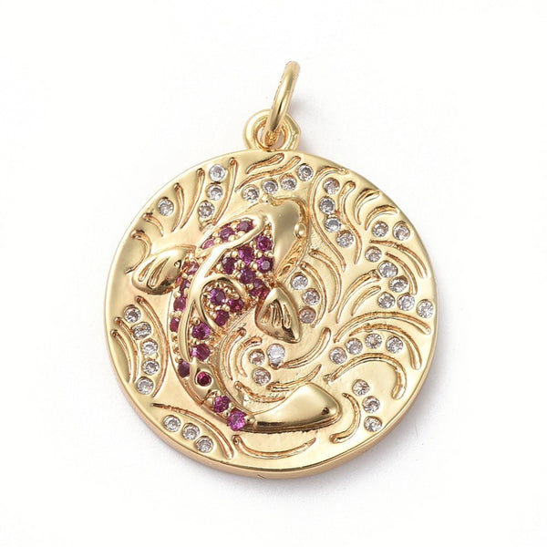 Pez Koi, Brass, Enchapado 18k, Charm y Pendant