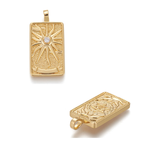 Sol, Brass, Enchapado 18k, Charm y Pendant