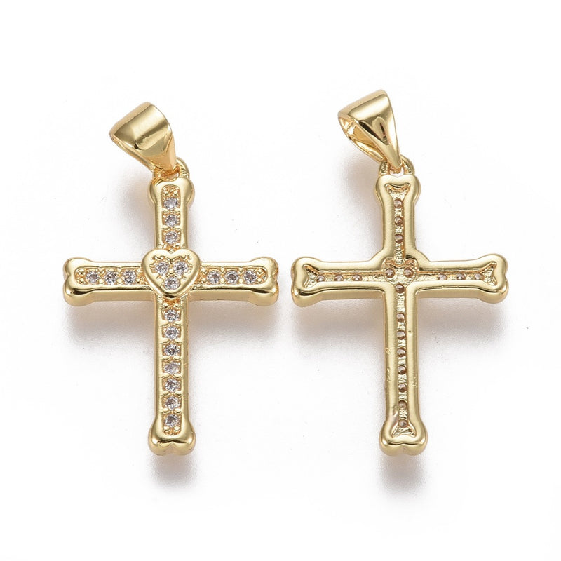 Cruz, Brass, Enchapado 18k, Charm y Pendant