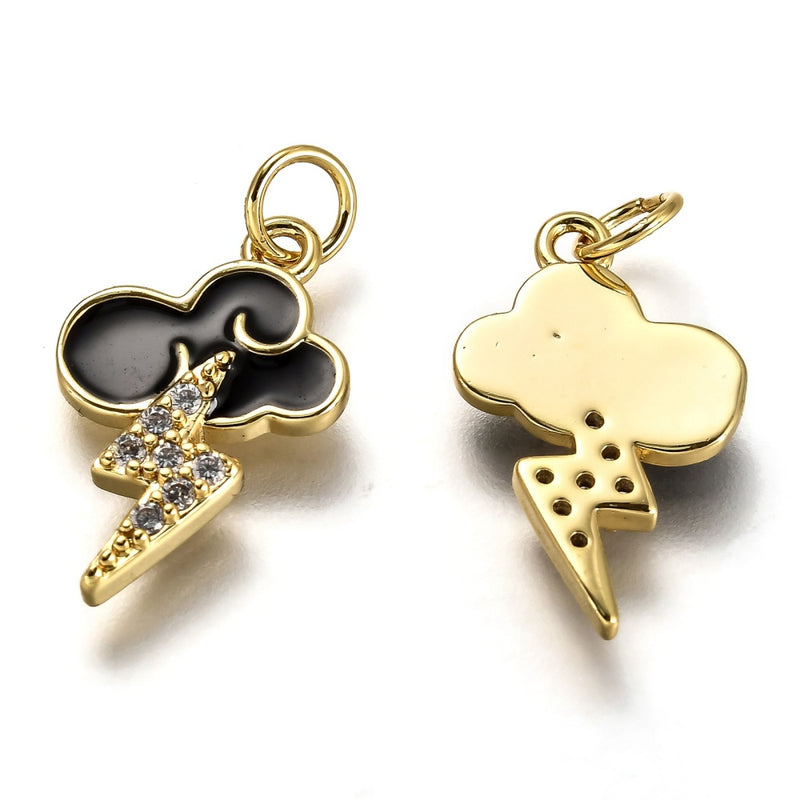 Nube, Rayo, Brass, Enchapado 18k, Charm y Pendant