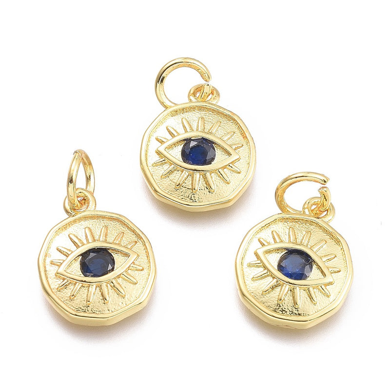 Ojo, Evil Eye, Brass, Enchapado 18k, Charm y Pendant