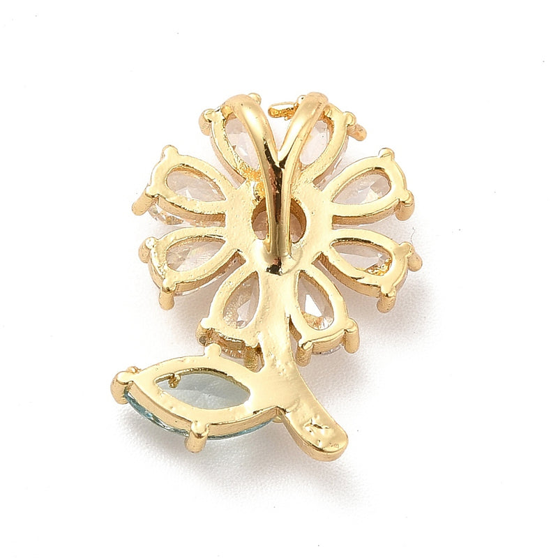 Flor, Brass, Enchapado 18k, Charm y Pendant