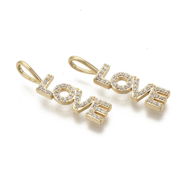 Love, Brass, Enchapado 18k, Charm y Pendant