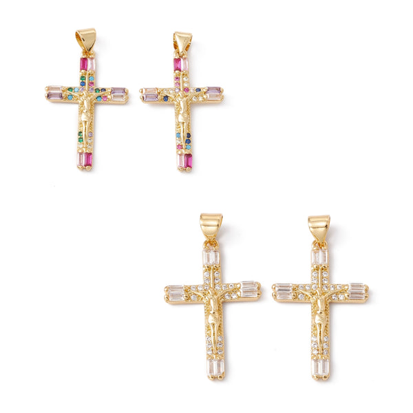 Cruz, Brass, Enchapado 18k, Charm y Pendant