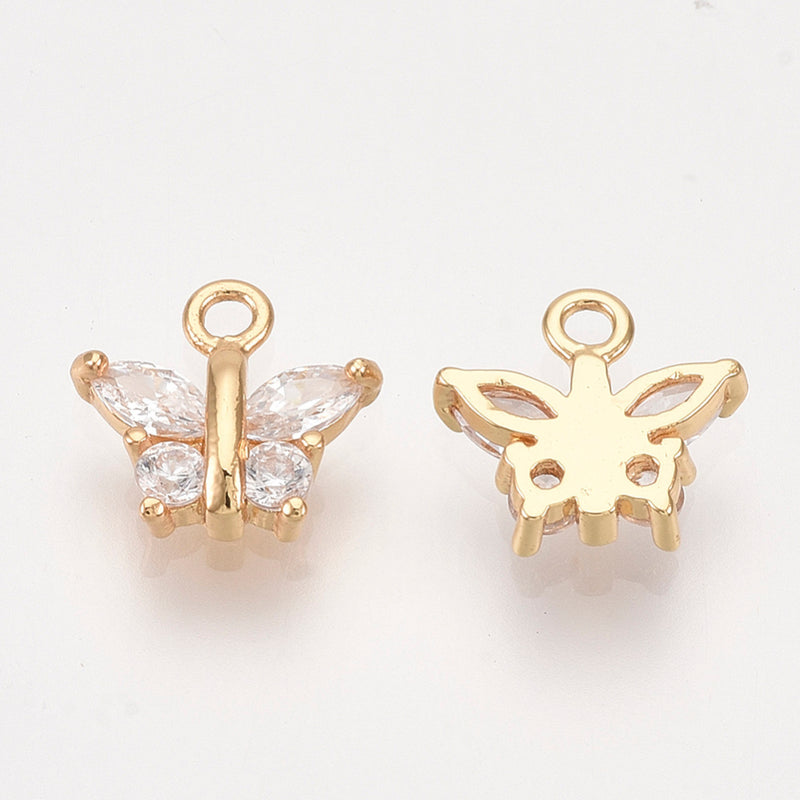 Mariposa, Brass, Enchapado 18k, Charm y Pendant