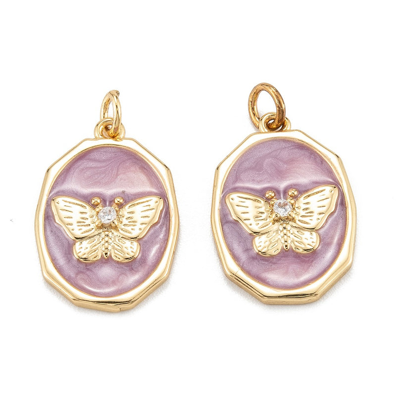 Mariposa, Brass, Enchapado 18k, Charm y Pendant