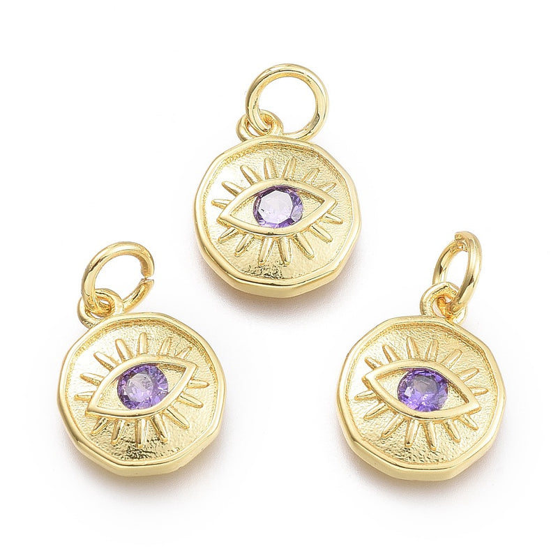 Ojo, Evil Eye, Brass, Enchapado 18k, Charm y Pendant