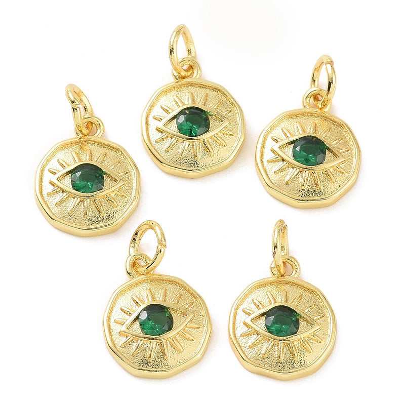 Ojo, Evil Eye, Brass, Enchapado 18k, Charm y Pendant