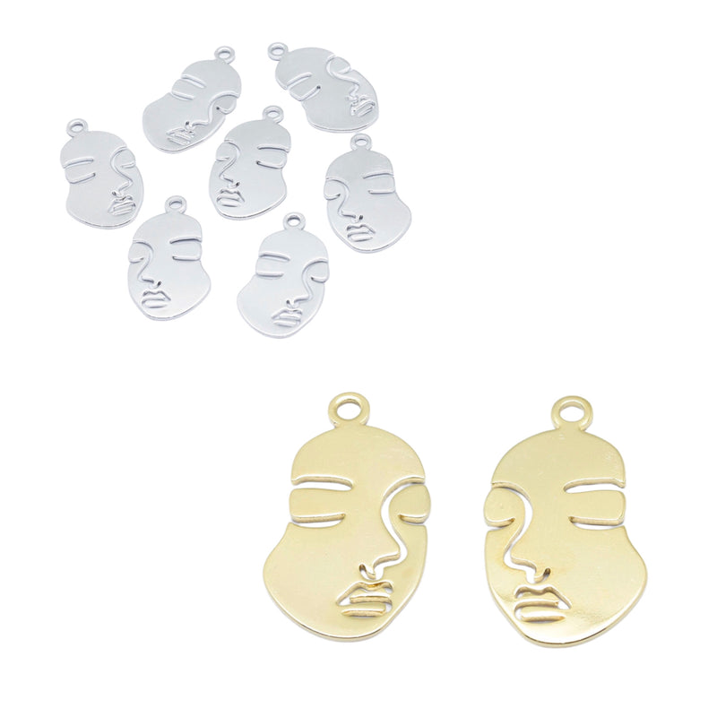 Rostro, Cara, Brass, Enchapado 18k, Charm y Pendant