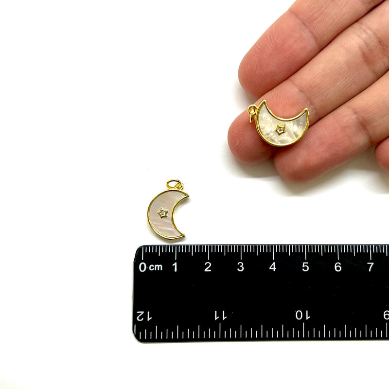 Luna, Brass, Enchapado 18k, Charm y Pendant