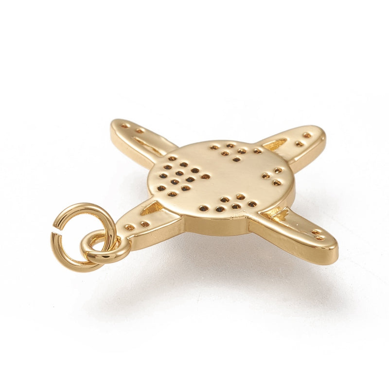 Planeta, Brass, Enchapado 18k, Charm y Pendant