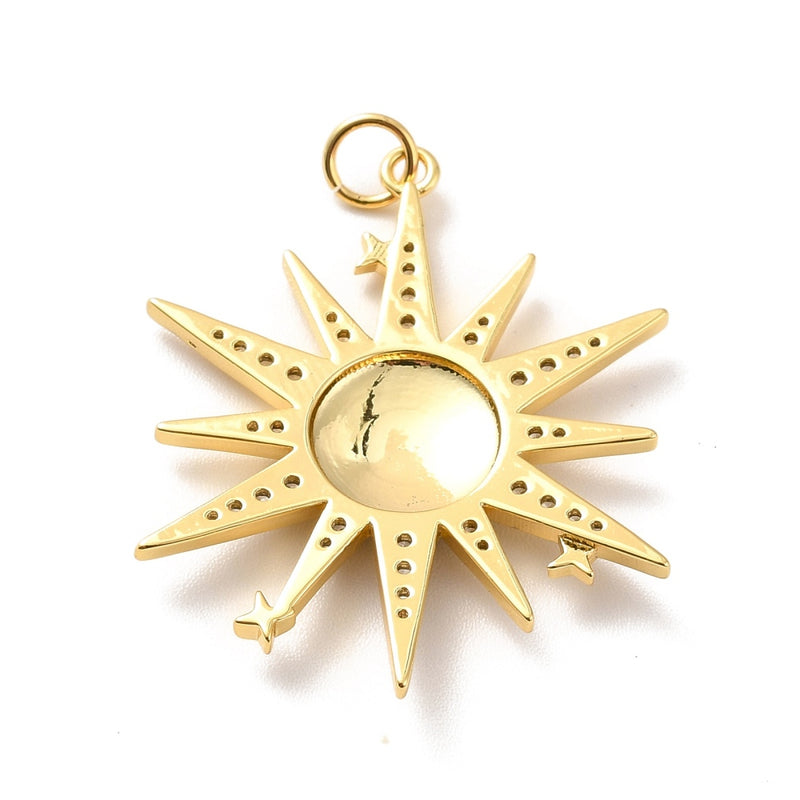 Sol, Brass, Enchapado 18k, Charm y Pendant