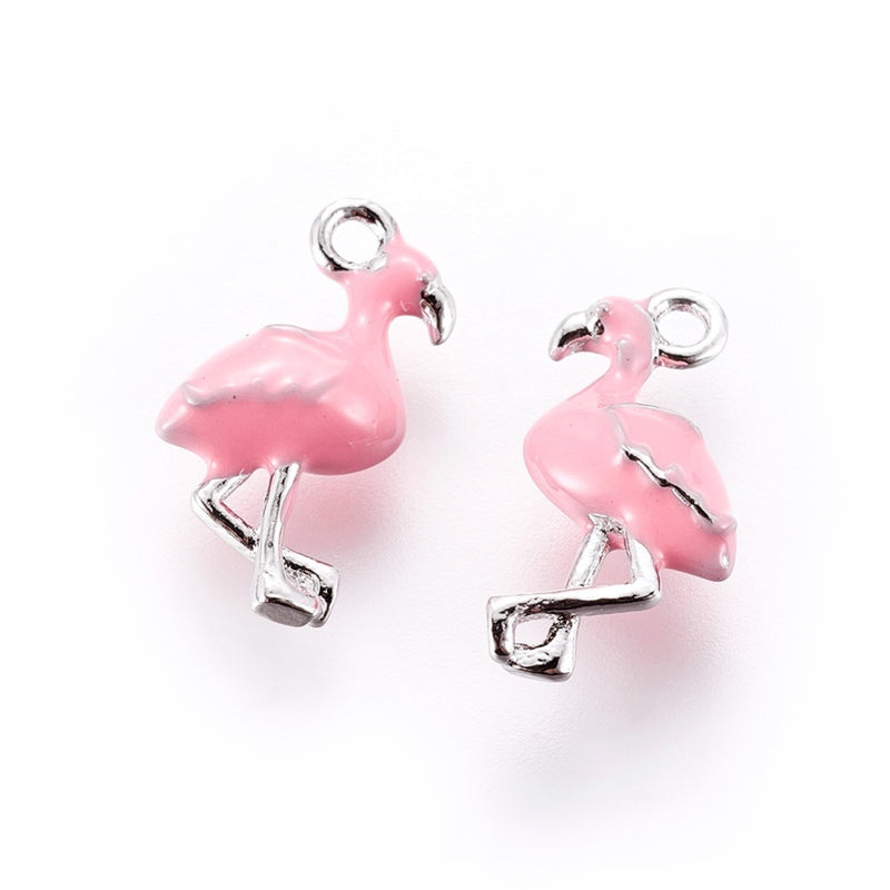 Flamingo, Brass, Enchapado, Charm y Pendant