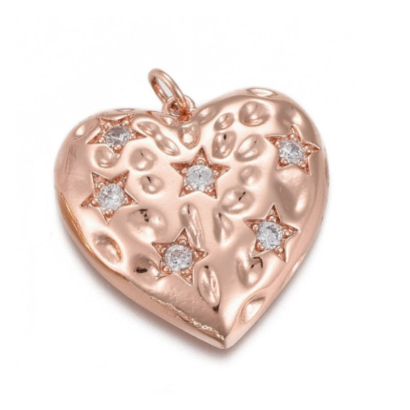 Corazón, Brass Enchapado 18k, Charm y Pendant