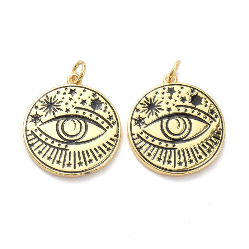 Ojo, Evil Eye, Brass, Enchapado 18k, Charm y Pendant