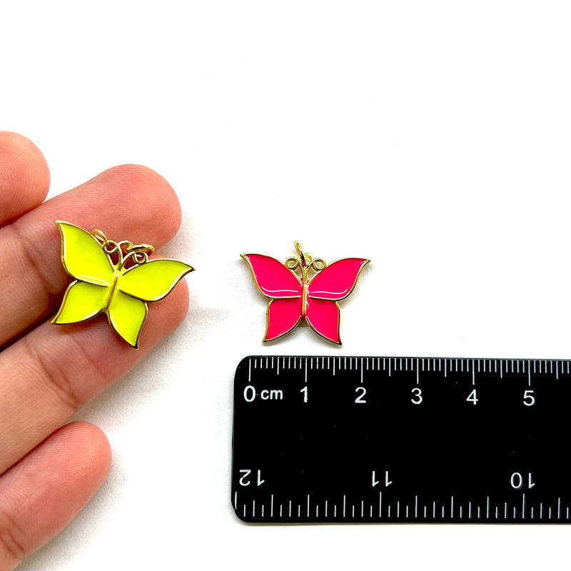 Mariposa, Brass, Enchapado 16k, Enamel, Charm y Pendant