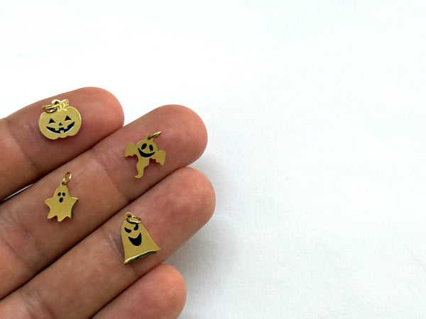 Fantasma, Calabaza, Halloween, Stainless Steel, Enchapado 14k, Charm/Pendant