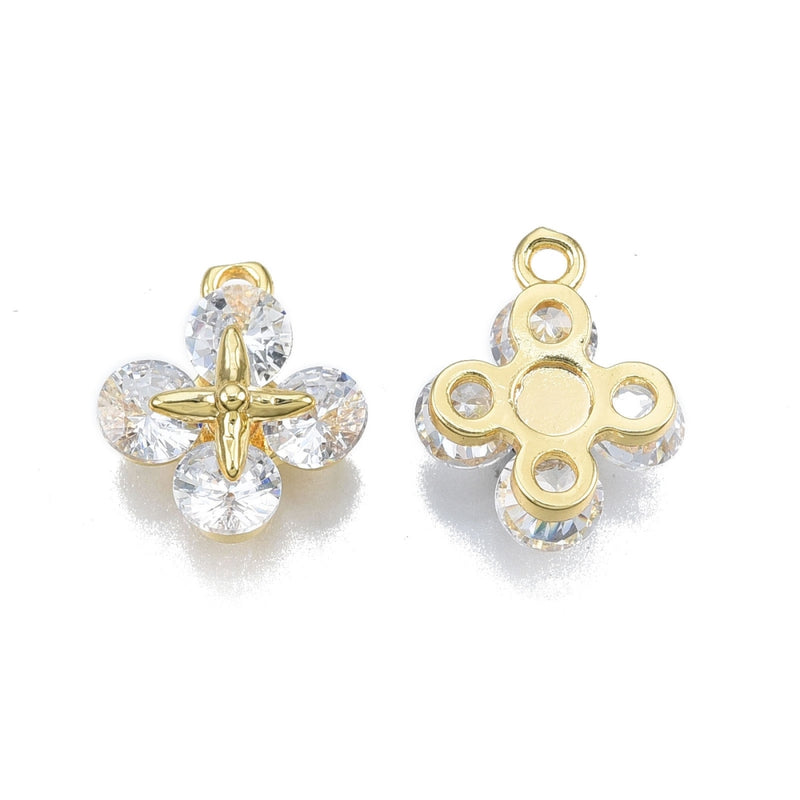 Flor, Brass, Enchapado 18k, Charm y Pendant