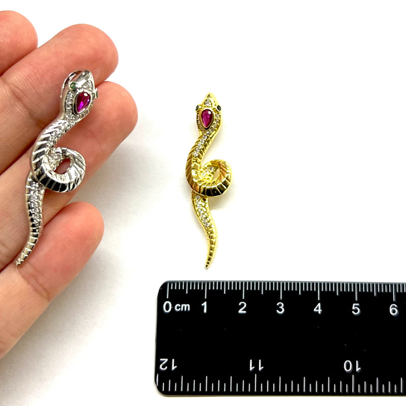 Serpiente, Brass, Enchapado 18k, Charm y Pendant