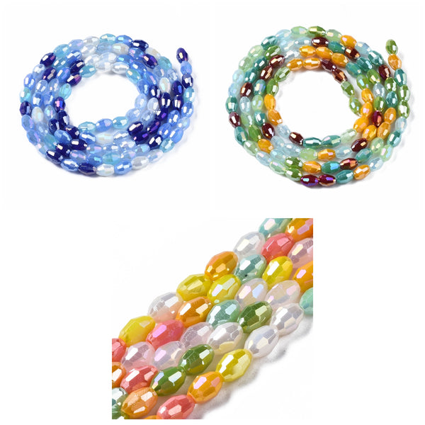 Ovalo, Facetado, Arroz, Cristal, Beads